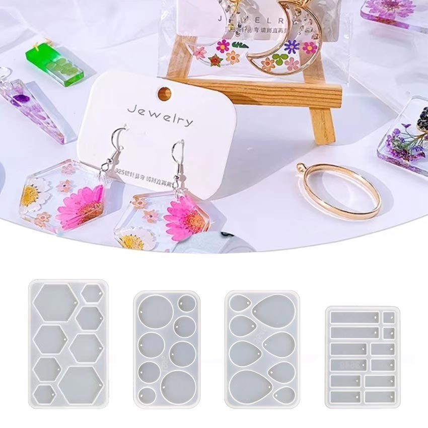 Cetakan Resin Liontin Multi Shape Silikon Cetakan Keychain Resin Mold Cetakan Resin Kalung Cetakan