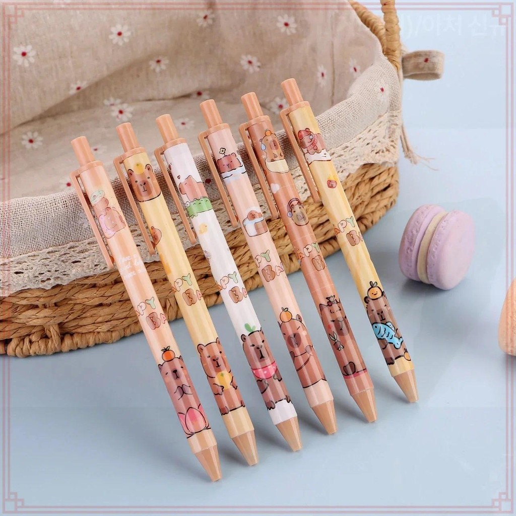 

12 Pcs Wholesale Creative Cartoon Capybara Writing Gel Pens for School and Kawaii Office School Supplies