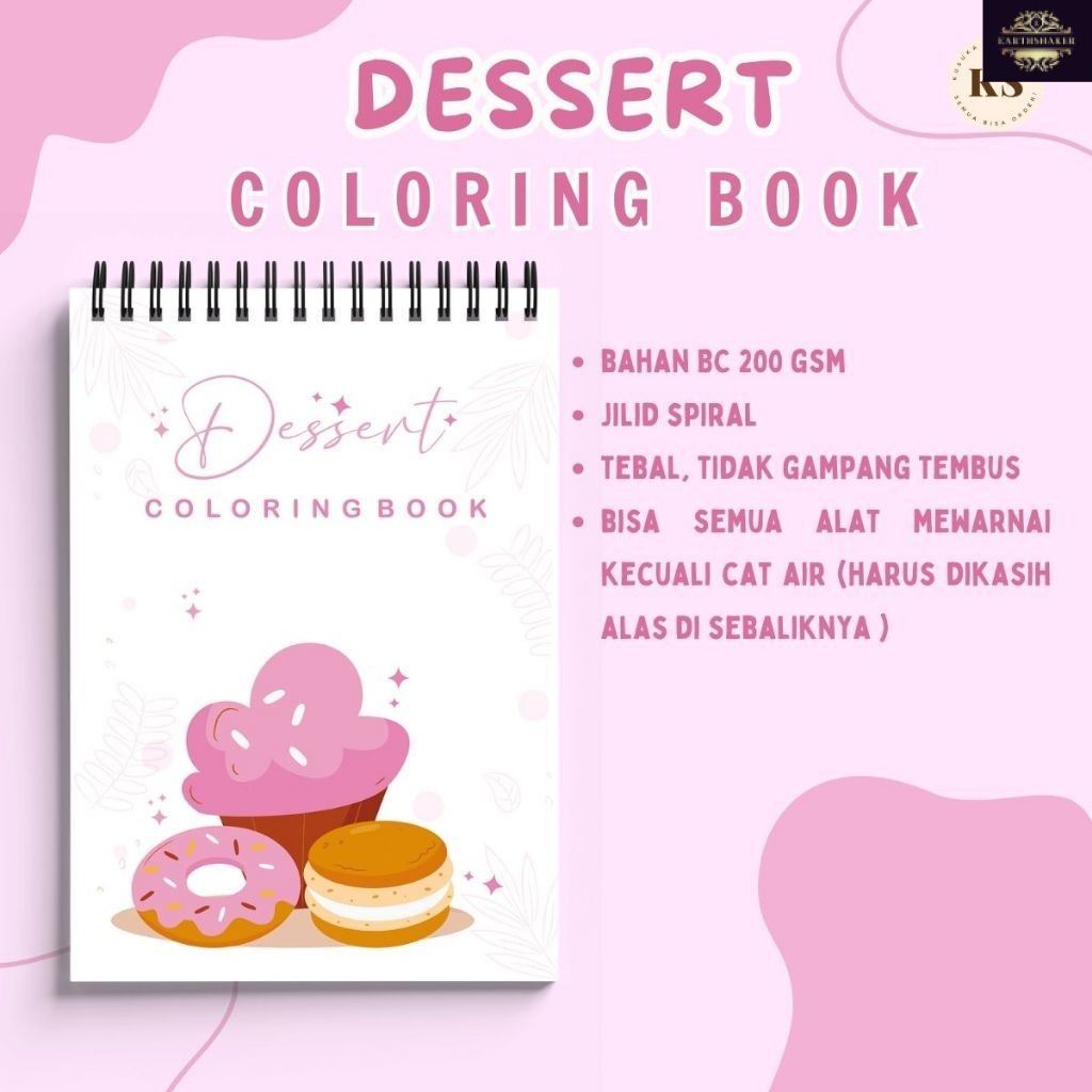 

Dessert Coloring Book Buku Mewarnai Makanan Cozy Healing Book Untuk Remaja Anak Anak BC Tebal