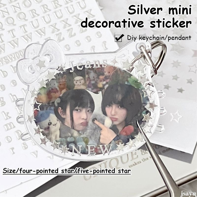 

（QXJ)Stiker Dekoratif Mini Perak Gaya Ins Bahan Scrapbook Stiker Gantungan Kunci Stiker DIY
