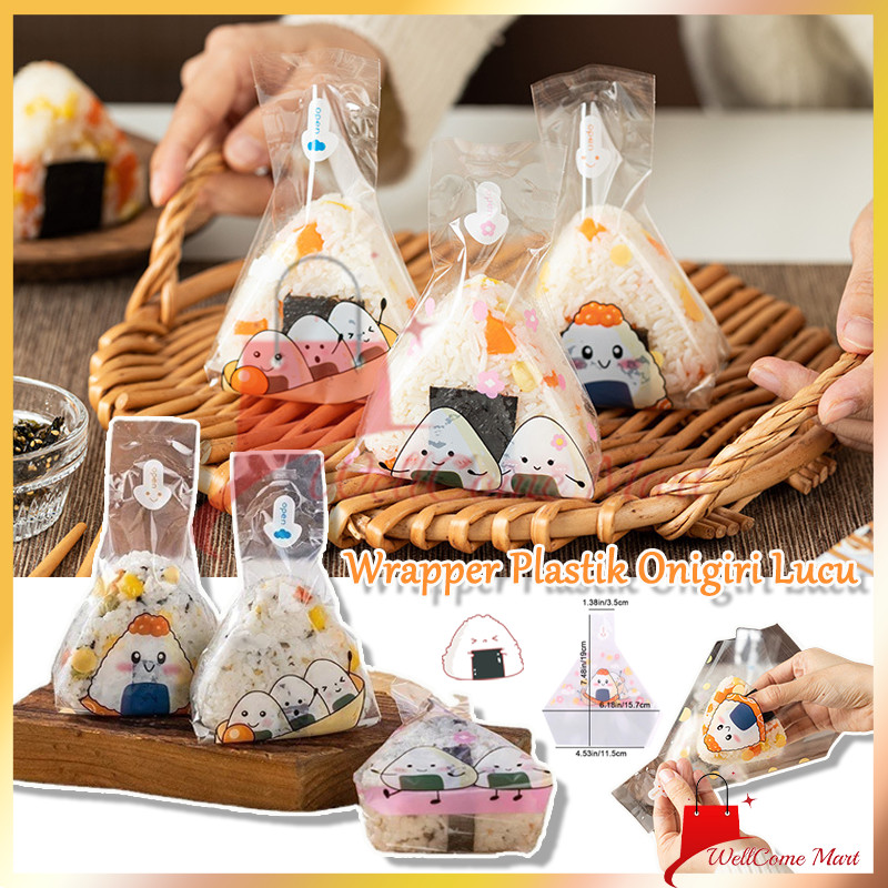 

Isi 50 lembar Plastik Onigiri /Segitiga Bungkus Nasi /Onigiri Wrapper /Plastik OPP Kimbab Sushi Roti Kue