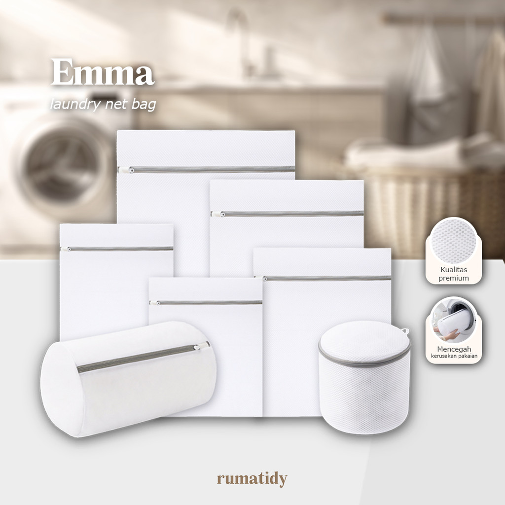 【RUMATIDY】EMMA Laundry Bag Kantong Jaring Baju Kotor Tas Pakaian Celana Mesin Cuci Bra Putih