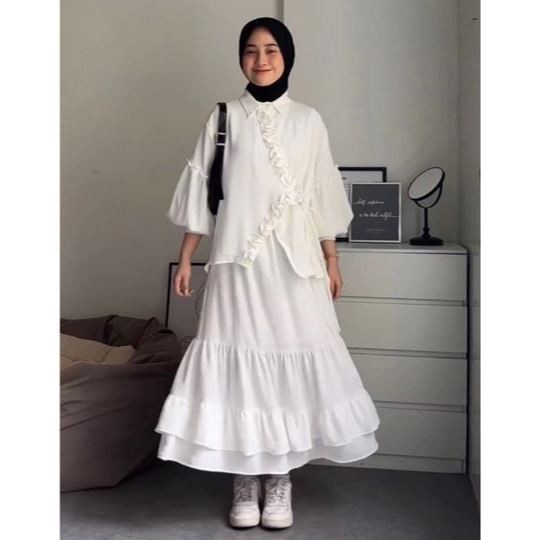 MYO - ZRX BLOUSE GERATA PUTIH MODEL KOREAN / CELVA BLOUSE / KEMEJA ATASAN WANITA / ruffle blouse ter