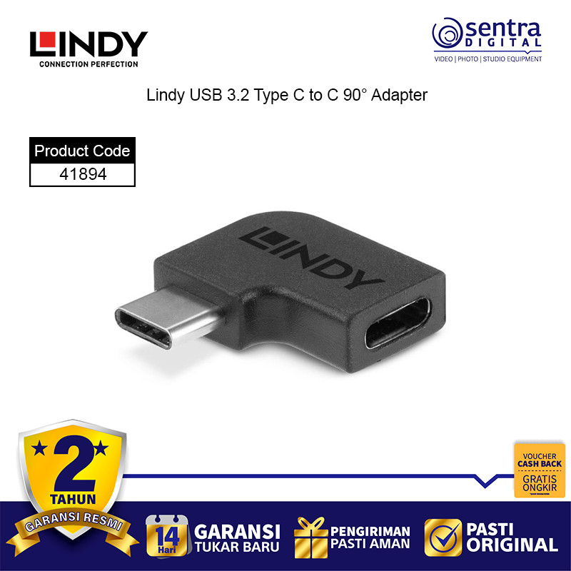 Lindy USB 3.2 Type C to C 90° Adapter L Shape Converter 41894