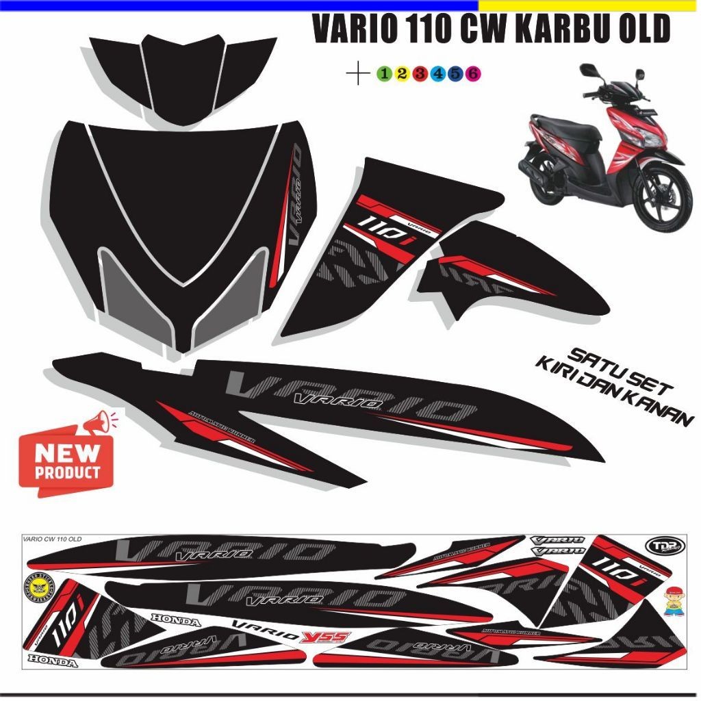 STRIPING STIKER LIST MOTOR HONDA  VARIO 110 KARBU VARIASI STIKER VARIO CW 110 OLD STIKER KEREN