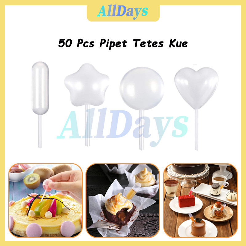 50pcs Pipet Plastik 4ml / Pipet Cupcake / Pipet Tetes Kue / Dessert Pipet /Macaroons Pipet