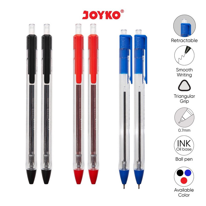 

(1 Pack 12 Biji) Ball Pen Pulpen Pena Joyko BP-349 Vokus Trans 0.7 mm