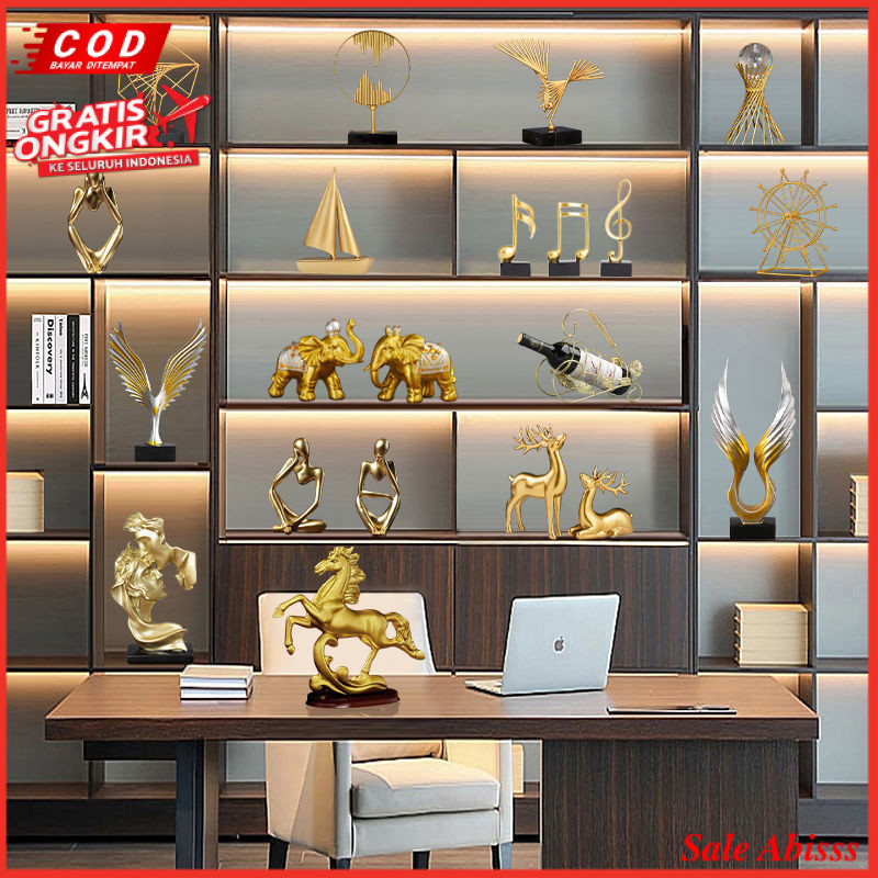 (PJ-012) PAJANGAN GOLD LEMARI / HIASAN KANTOR / PAJANGAN MEWAH / DEKORASI KANTOR DIREKTUR / PAJANGAN