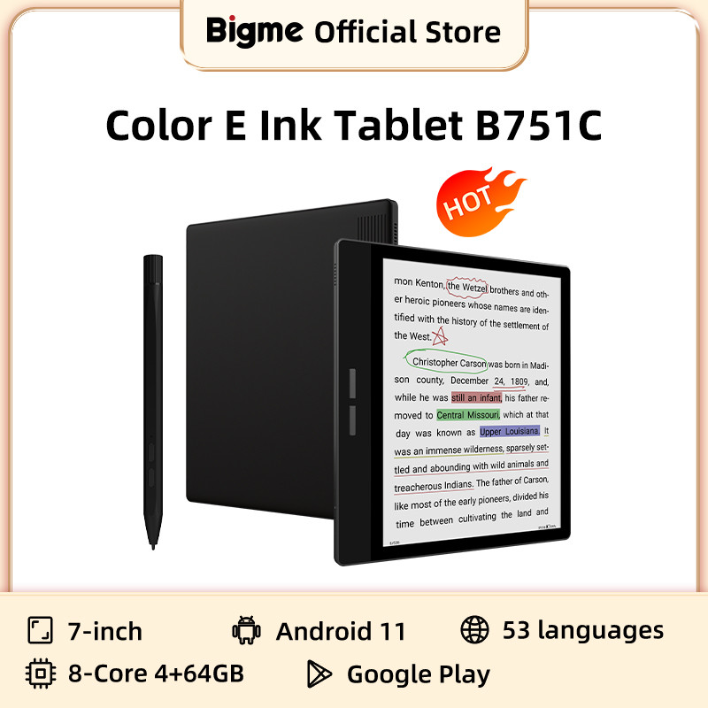 

Bigme B751C 7-inch eink screen e-book reader smart book electronic paper notebook E ink handwriting ebook ereader tablet