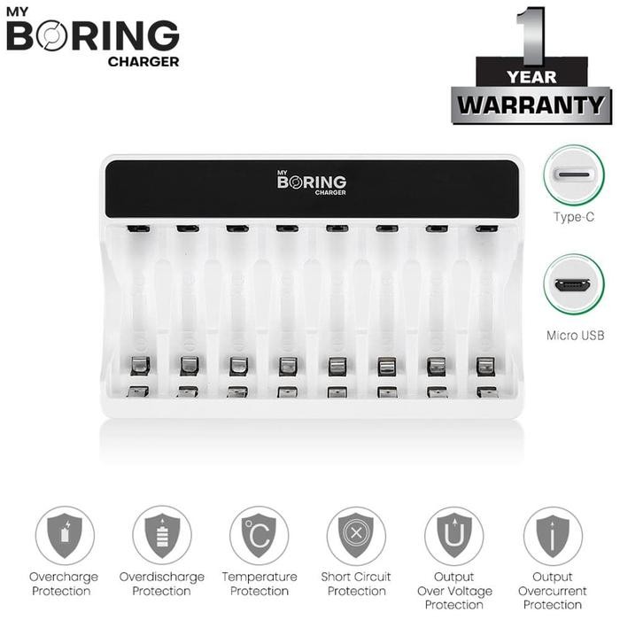 MY BORING Charger 8 Slot AA AAA Ni-MH Rechargeable Baterai Charger