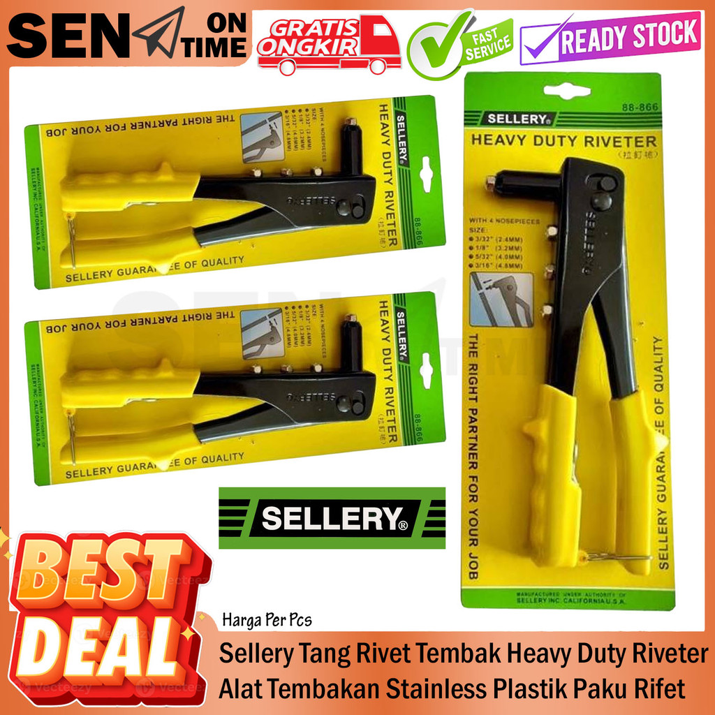Sellery Alat Tang Rivet Tembak Heavy Duty Riveter Tembakan Besi Stainless Plastik Paku Ripet Plat Ri