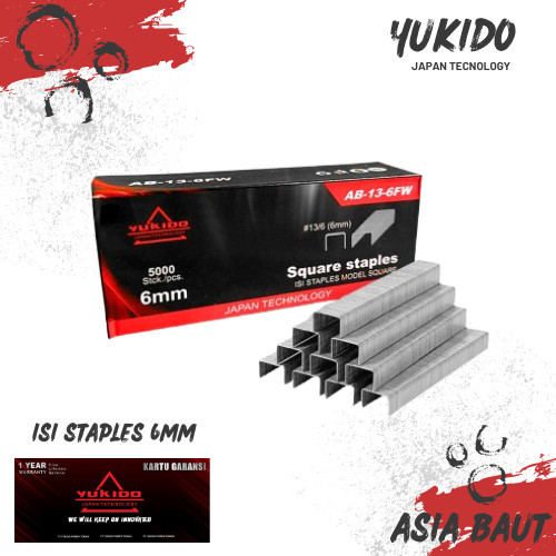 

YUKIDO Isi Staples 5000Pcs Model Kotak Ukuran 13/6MM - AB13-6Fw ASIA MANDIRI 86 86