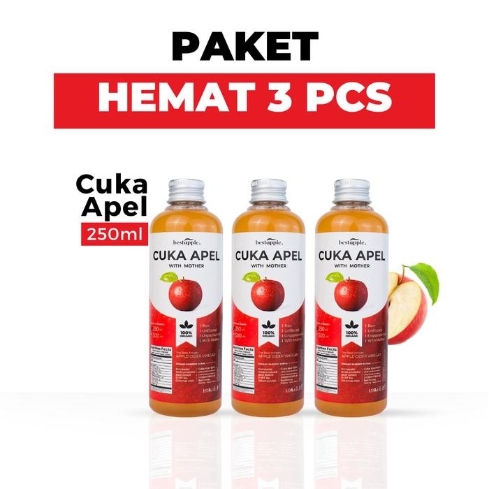 

Paket Cuka Apel 3 Pcs - Diet Detoks - Apple Vinegar - Toner Wajah