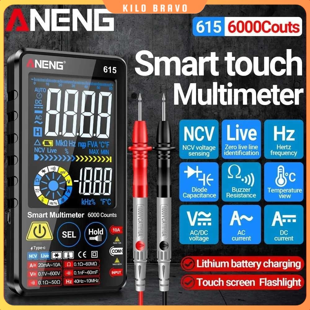 Digital Multimeter Touchscreen NCV Lighting 6000 Count 700mAh - 615