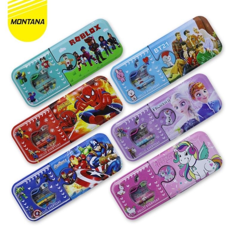 

Kotak Pensil Kaleng Fancy 4318 Isi Lengkap - Pencil Case Anak Motif Karakter - Penco 4318