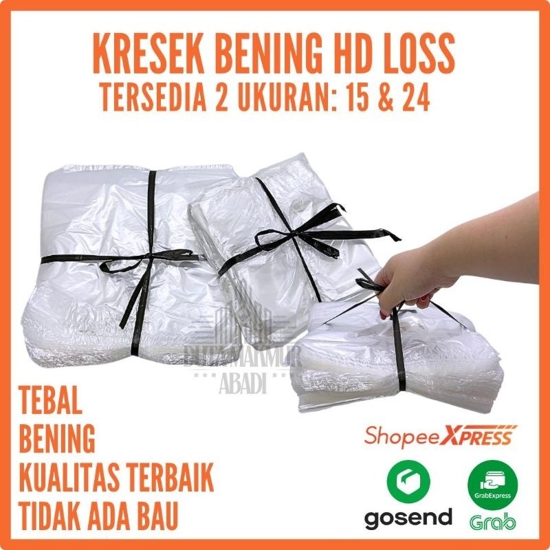 Kantong Plastik Kresek HD Los Putih Bening Kiloan 15 24/1 Ikat / Kantong Plastik Kiloan/Kantong Kres