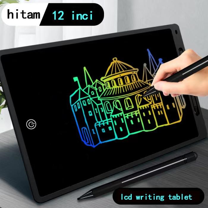 

COLORFUL 12 INCH Papan tulis belajar anak lcd writing tablet drawing mainan edukasi anak Toy Kids - hitam