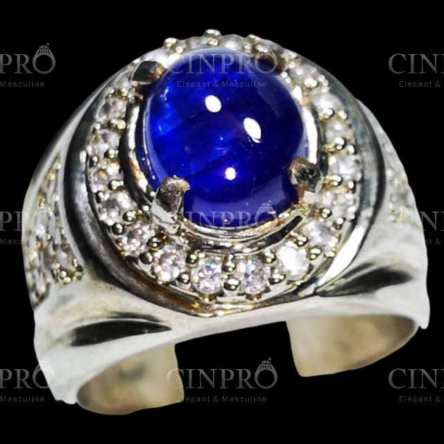 [CInpro.Store] Cincin BAtu Blue Safir Pria Asli Natural – Akik Permata Termurah dengan Ring Silver B