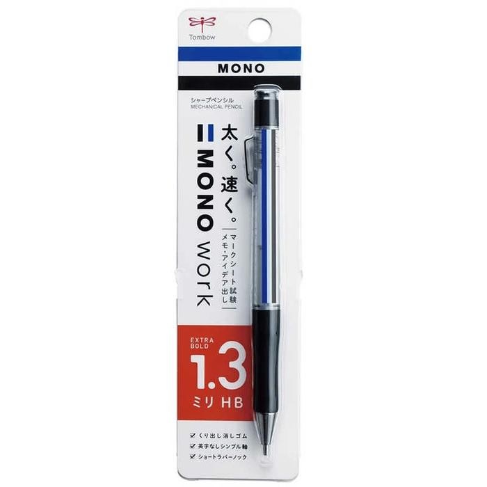 

Tombow Mono Work Mechanical Pencil 1.3mm with Rubber Grip Pensil Mekanik Tebal Untuk Ujian - Mono Stripe