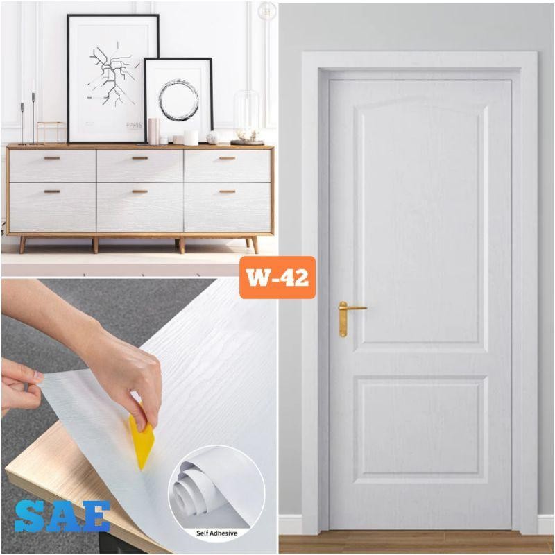 Wallpaper Sticker Dinding Lantai Lemari Meja Pintu Kayu Triplek Pvc Kayu Berserat Premium L-120Cm