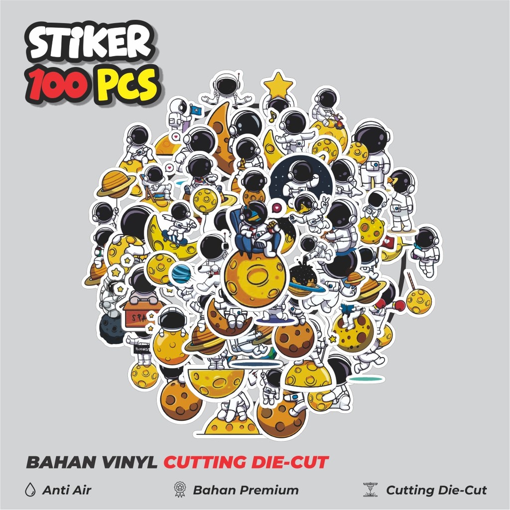 

Terbaru! 50 pcs Stiker Astronot V3 Dekorasi Lucu Kreatif untuk Notebook, Skateboard, HP