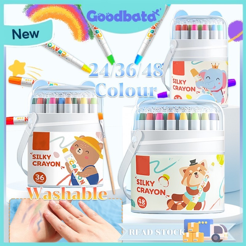 

【Ready Stock】24/36 Warna Crayon Putar Washable Tidak Ada Tangan Yang Kotor Non Toxic Krayon Anak-anak