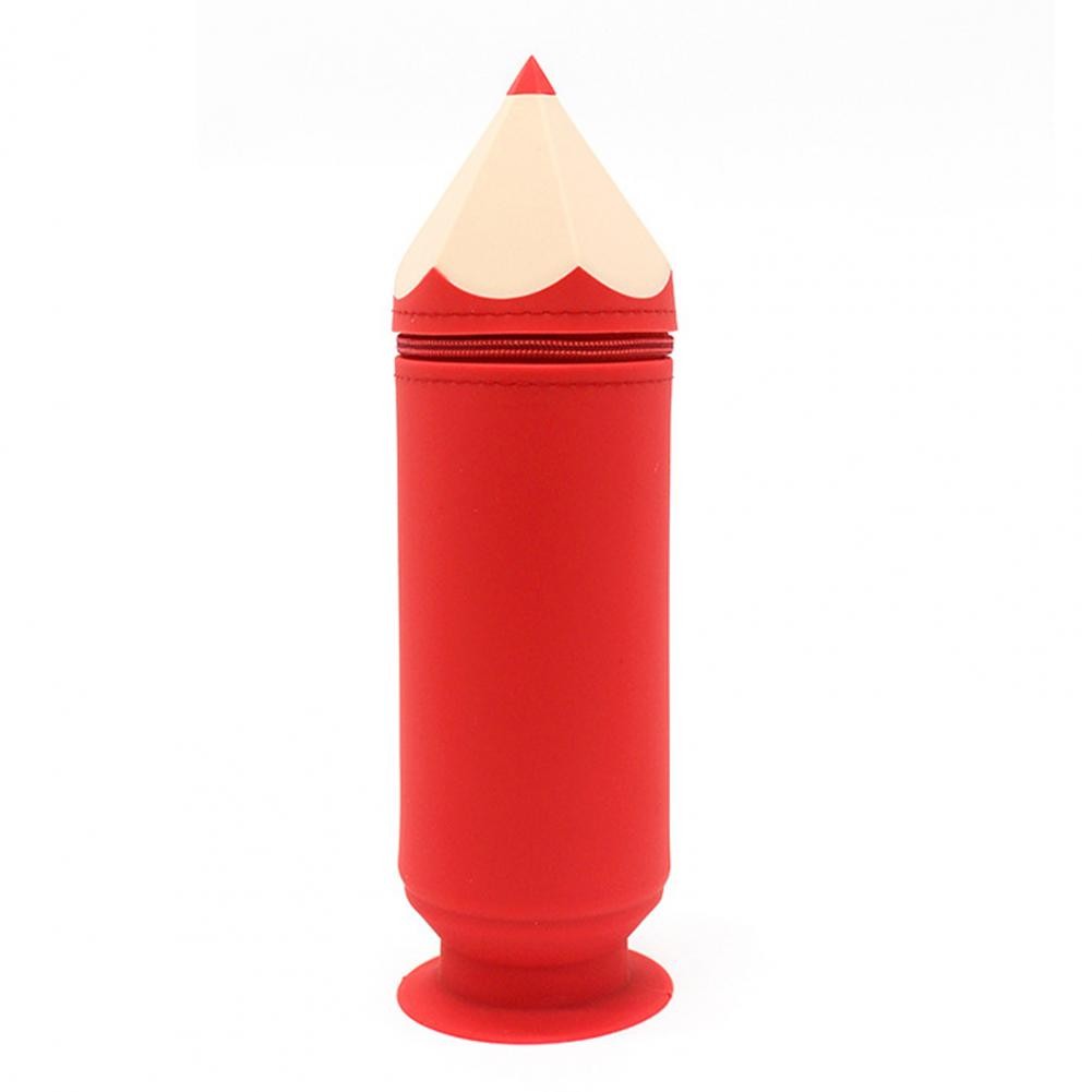 

Silicone Pencil Bag Pen Shaped Pencil Holder Practical Suction Cup Design Case Makeup Brush Pen Holder