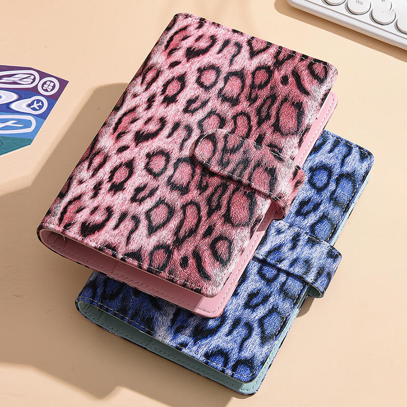 

New A6 Leopard Print Loose Leaf Cover Plan Book Binder 6 Holes Cash Budget Binder Notebook Office Stationery