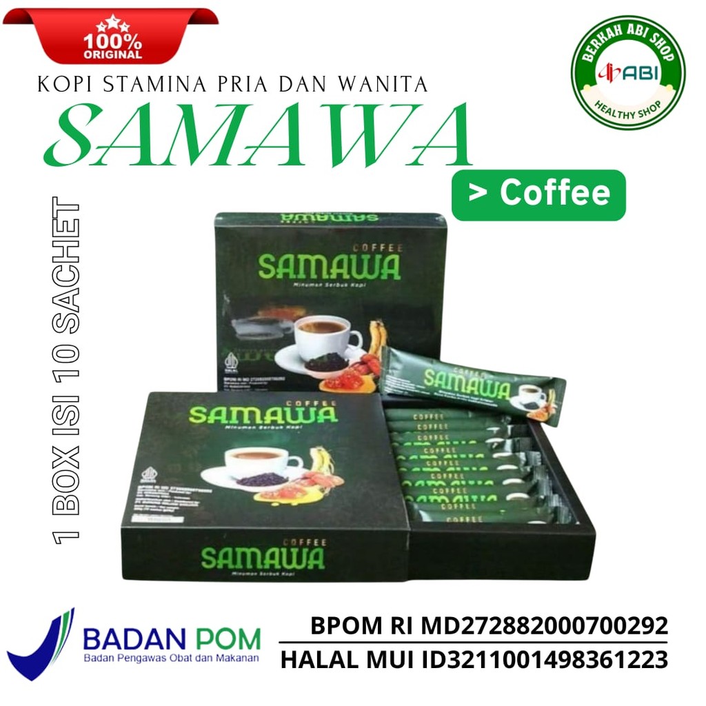 

SAMAWA COFFEE 1 BOX ISI 10 SACHET ORIGINAL MINUMAN SERBUK KOPI EKSTRAK KURMA