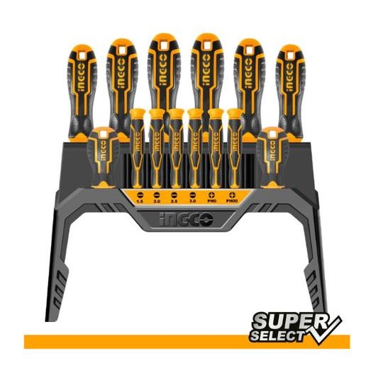 OBENG GAGANG KARET SCREWDRIVER SET 14 PCS INGCO HKSD1428