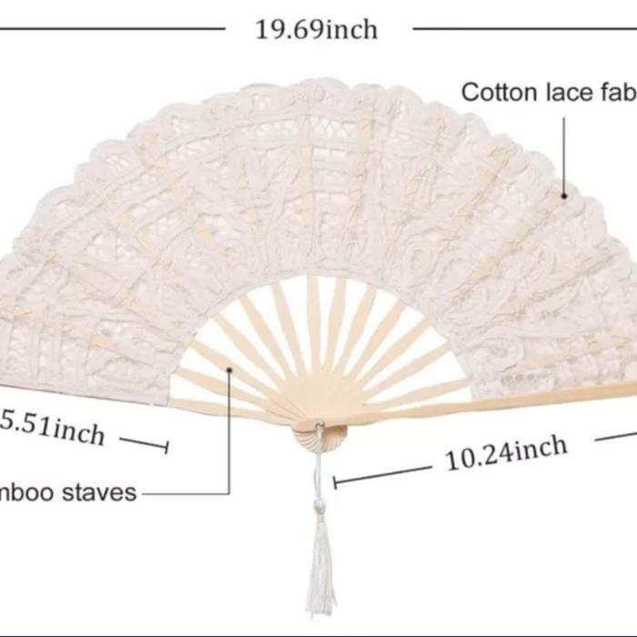 Kipas renda kipas kain kipas lace - Putih