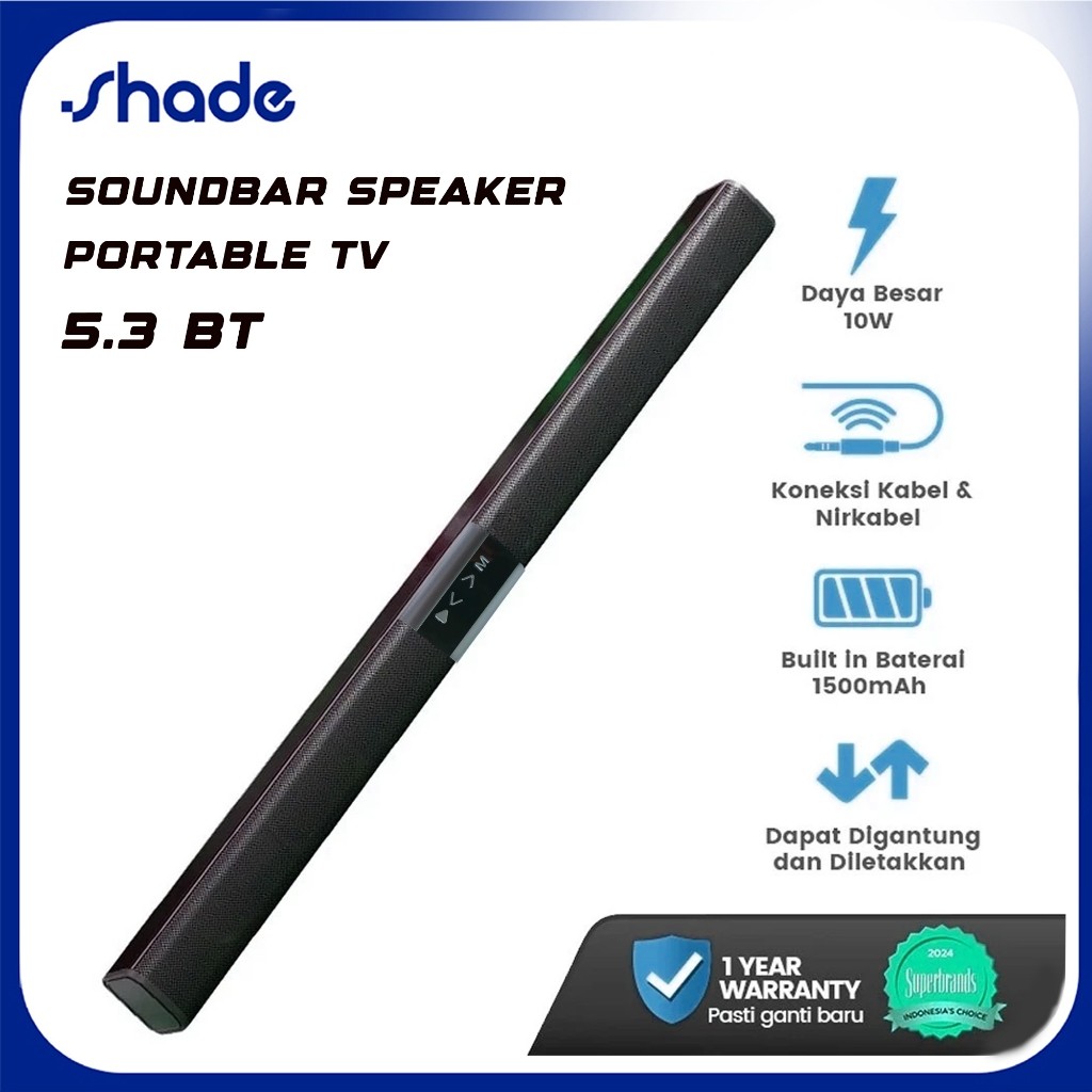 SHADE Speaker TV Soundbar Wireless Bluetooh 5.3 Home Theater Dual Connection Ultra compact Design Ga