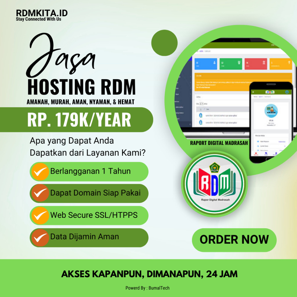 Hosting RDM Siap Pakai (R4port Digital Madrasah) Akses Kapanpun Dimanapun