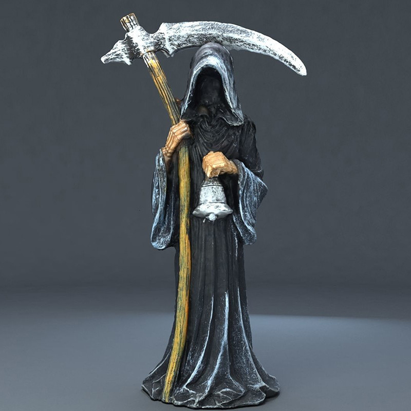 

Holy Death Statue Standing Religious Decorative Figurine Grim Reaper Holding Scythe Statue Altar Halloween