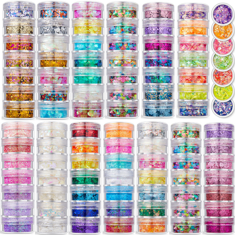 

7Colors/Set Shinning Glitter Sequins Gel For Party DIY Epoxy Resin Mold Filling Pigment Body Face Nail Hair Art Decor