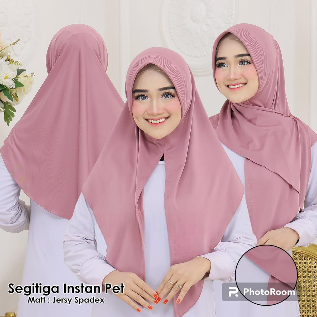 HIJAB SEGITIGA INSTAN PET JERSEY PREMIUM|| SEGITIGA JERSEY PET INSTAN
