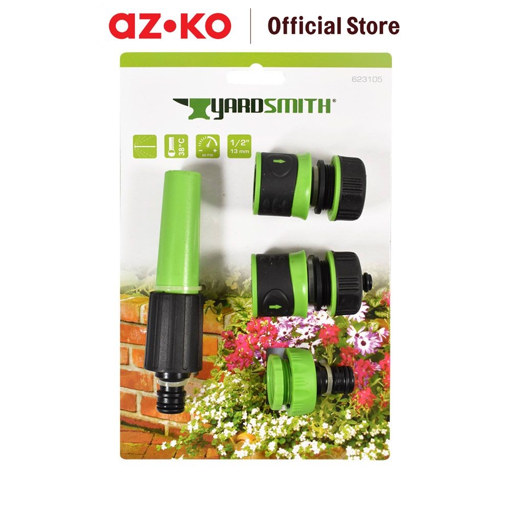 AZKO Yardsmith Set 4 Pcs Aksesoris Selang Hose Nozzle Set Perlengkapan Taman Aksesoris Selang Kebun
