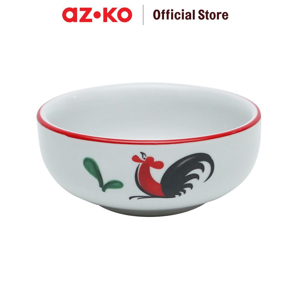 AZKO Pendopo Mangkuk Saji Sambal Kukuruyuk Keramik - Putih Mangkok Makanan Food Grade Wadah Hidangan