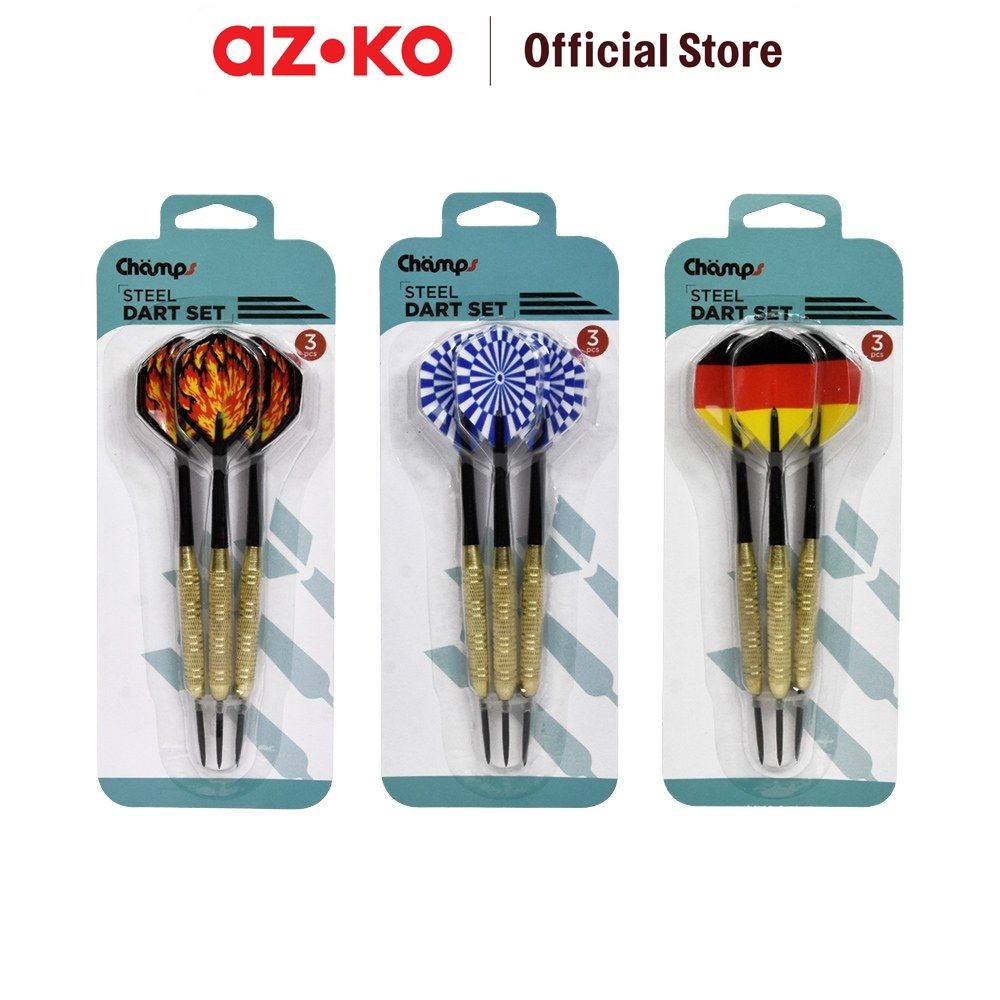 AZKO Champs Anak Panah 3 Pcs Set Anak Panah Steel Dart Set Permainan Memanah