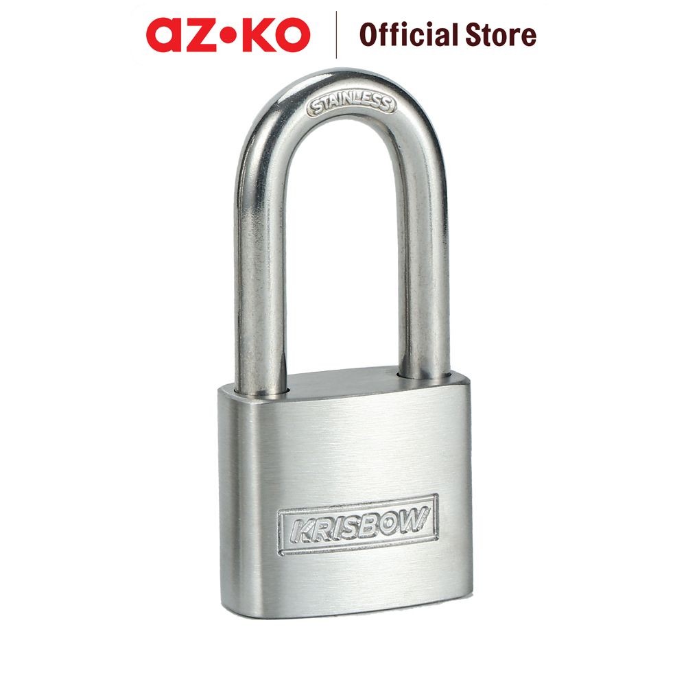 AZKO Krisbow 4 cm Gembok Stainless Steel Long Shackle - Silver Padlock Kunci Rumah Kunci Pagar Kunci