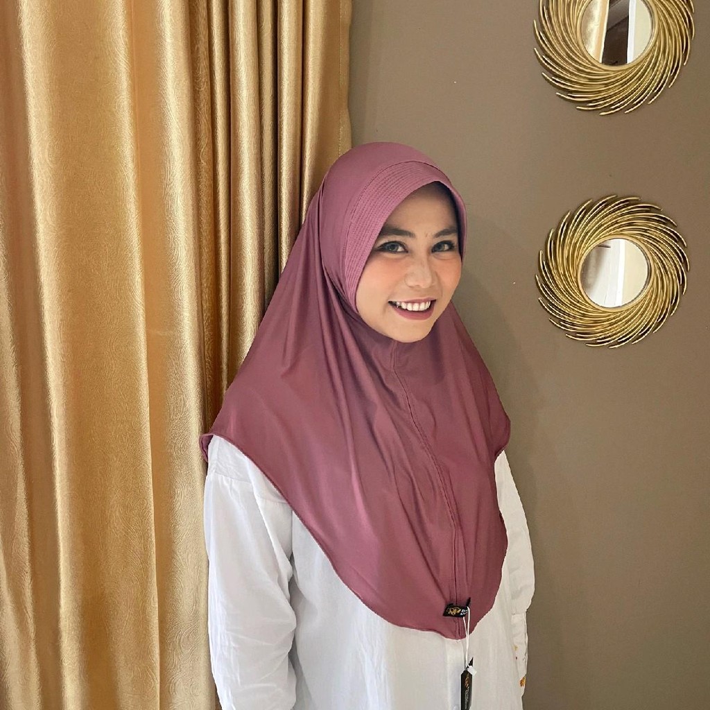 DM - Kerudung Instan Casual Hijab Bergo Pet Jersey Kenan Ukuran L Busa Simple Muslim Panjang Pad Hit