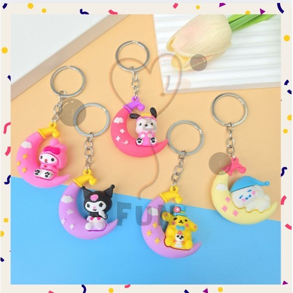 FF PROMO - Gantungan Kunci Karakter SR Cartoon Bulan Moon Lucu Keychain Gantungan Tas (SR)