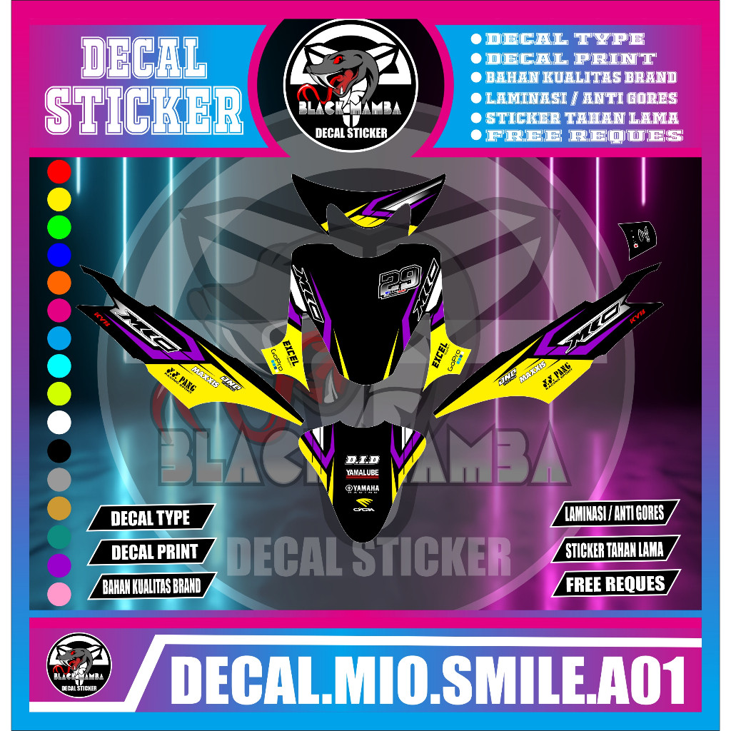 DECAL Sticker MIO SMILE   DECAL  variasi yamaha MIO SMILE code A01