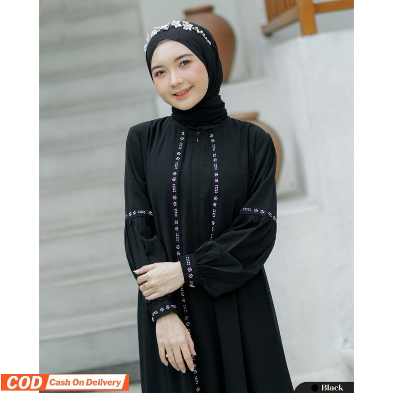 Ayunda dress gamis ceruty mix syakilla model terbaru 2024 aplikasi swarovski/gamis swarovski viral k