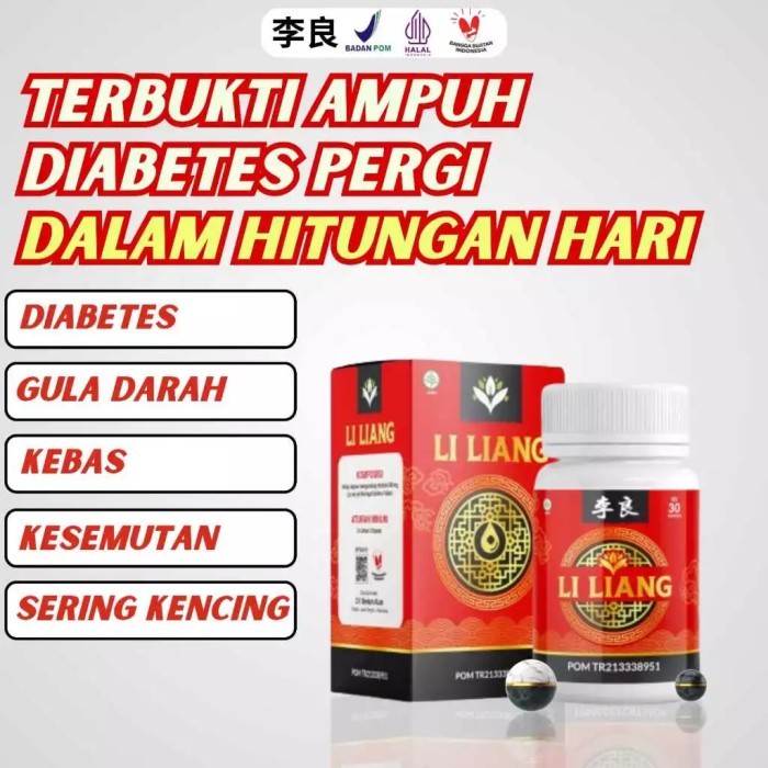 

LI LIANG OBAT HERBAL CINA GULA DARAH & DIABETES ORIGINAL 30KAPSUL - 30Kapsul 1botol
