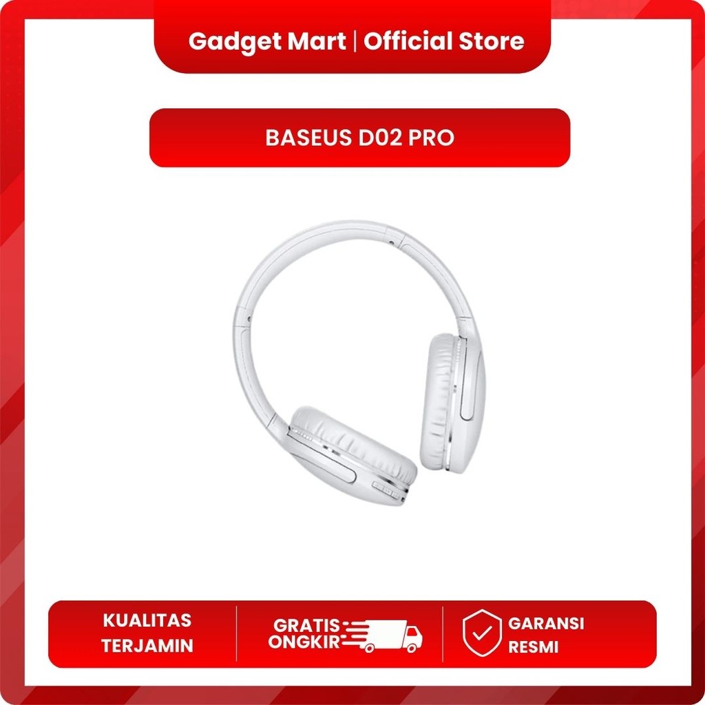 BASEUS D02 FOLDABLE HEADPHONE BLUETOOTH WIRED/WIRELESS EARPHONE V5.0 - D02PRO WHITE