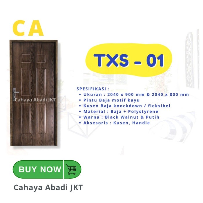 PINTU BAJA + KUSEN + KUNCI PINTU KODAI TX01 COKLAT