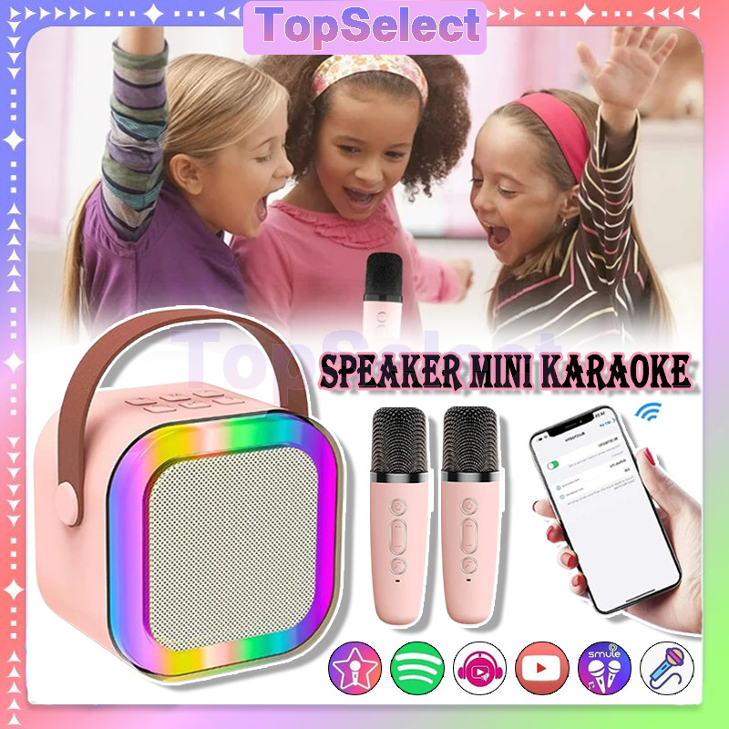 1 Set Home Karaoke Speaker With 2 Mic Bluetooth /Mini Portable Karaoke Speaker /Mini Colorful Light 