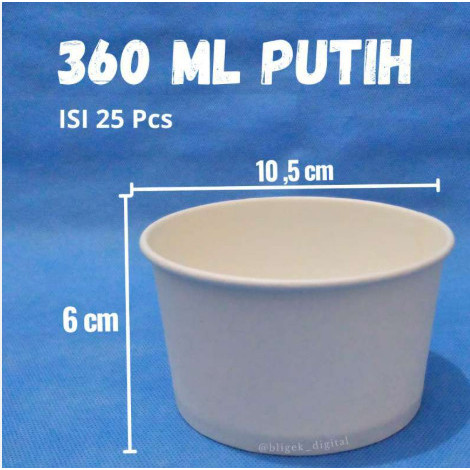 Paper Bowl 360 Putih(25 pcs) - Paper Bowl putih - Mangkok Kertas dengan tutup - Paper bowl 360 + LID