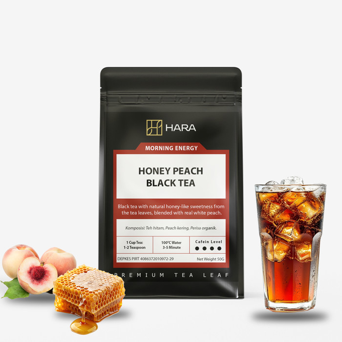 

Honey Peach Black Tea - 50 Gram Teh Hitam Aroma Buah White Peach Asli Organik - Hara Tea - Teh Premium Grade A Tanpa Rasa Pahit